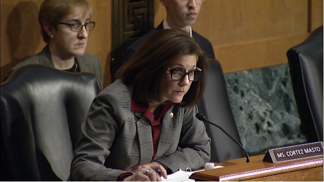 Cortez Masto at Finance Hearing